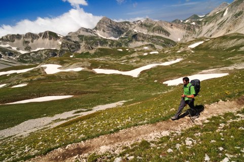 Die Besteigung des Corno Grande ist eine
                           ausgedehnte Bergtour.