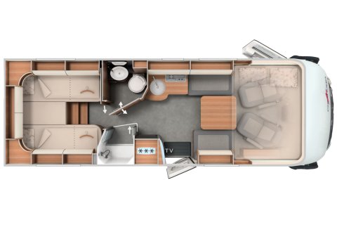 Grundriss des neuen Carthago C2-tourer I 146 FF-RB-LE.