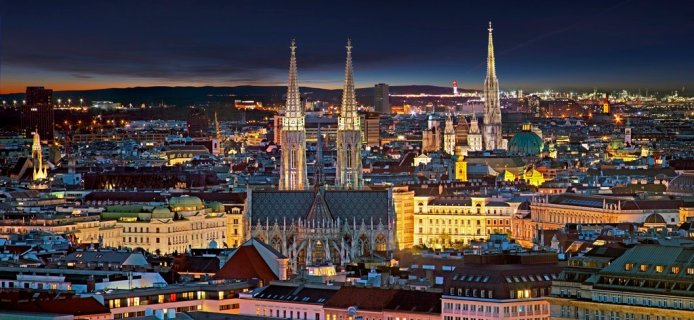 Stadtansicht Wien bei
                           Nacht 