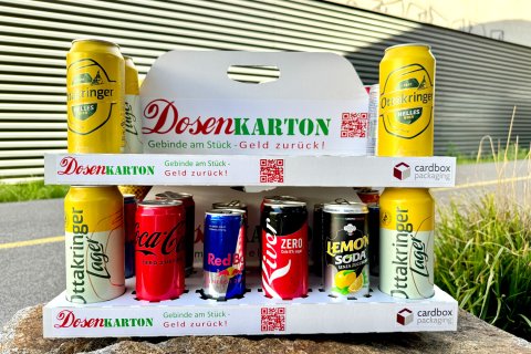 Dosenkarton, Karton mit Dosen.