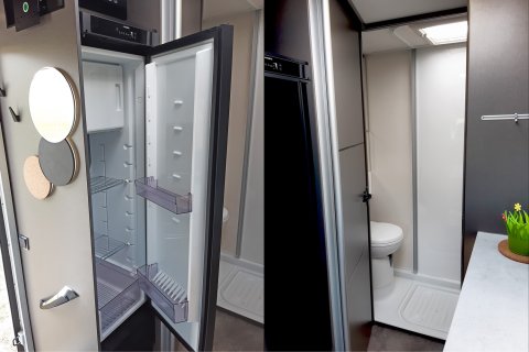 Im Gegensatz zu einem
                           Kastenwagen hat der Chausson einen richtig großen Kühlschrank.