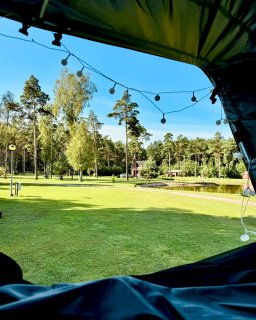 Camping Tehumardi Dachzelt ausblick Teich