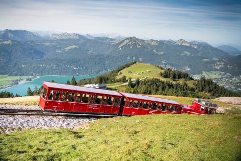 Die Schafbergbahn ist die steilste Zahnradbahn
                           Österreichs.