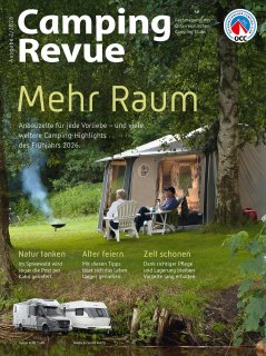 Cover der Camping Revue 2 2026 mit Titel 