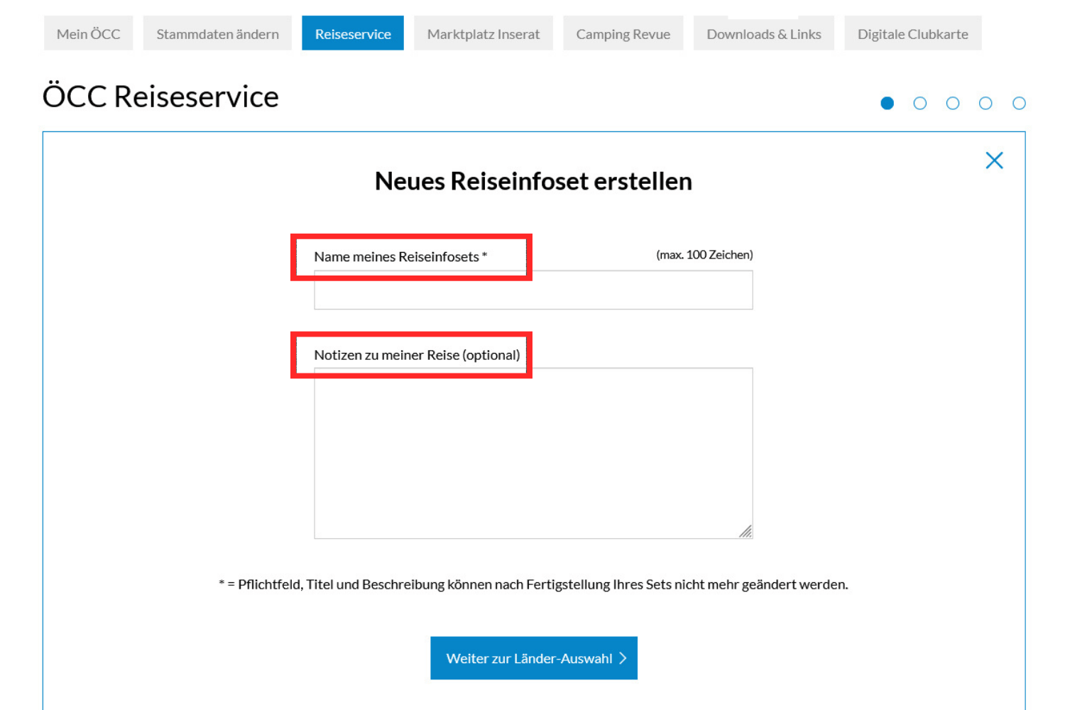 Vergabe von Namen und Dazugeben von Notizen für das neue Infoset